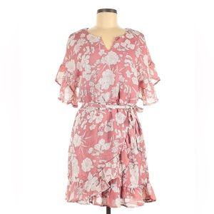 Luxology Pink Floral Flowy & Frilly Mini Dress